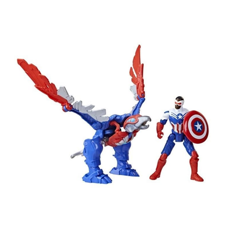 Marvel Mech Strike Mechasaurs figurine Captain America de 10 cm avec Redwing Mechasaur jouet de super héros Neuf