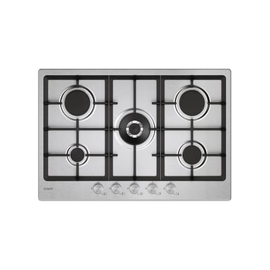 Candy Moderna CHG74WTX Cuisinière à gaz encastrable en acier inoxydable de 74,5 cm, 5 brûleurs - Neuf