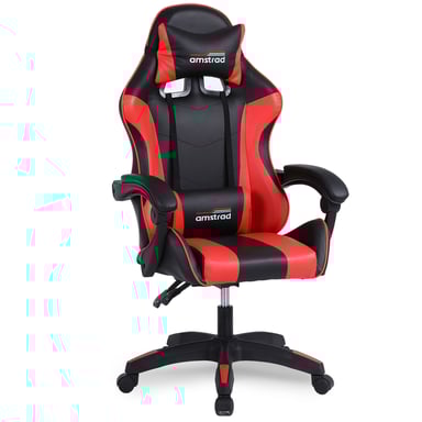 Amstrad AMS-800-RED Fauteuil / Chaise de bureau Gamer coloris noir & rouge - coussin lombaire