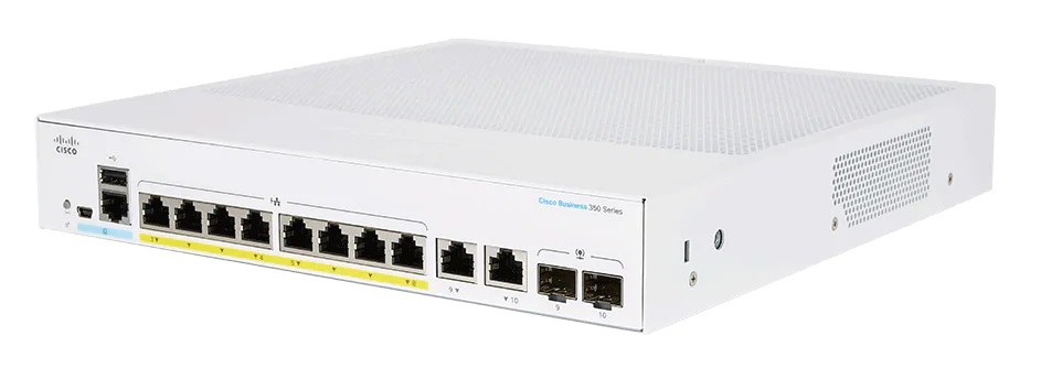 Cisco Business 250 Series CBS250 8PP E 2G Commutateur C3 intelligent 8 x 101001000 PoE+ + 2 x SFP Gigabit combiné Montable sur rack PoE+ - vue 2