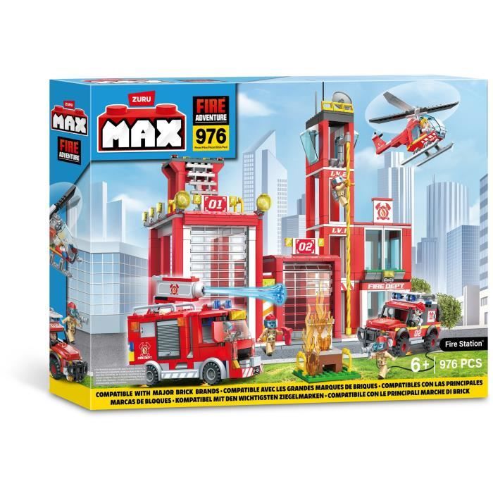 Set de Construction ZURU Fire Station Large 976 pièces Crée une caserne de pompiers avec véhicules et accessoires - vue 3