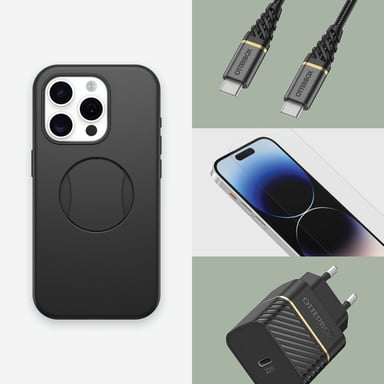 OtterBox OtterGrip Symmetry Series pour iPhone 15 Pro, Black Apple (brand) iPhone 15 Pro