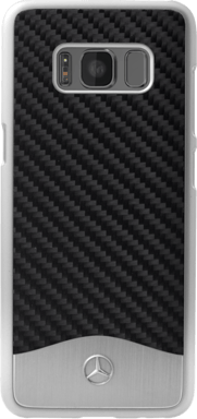 Mercedes-Benz Wave V Carcasa original de carbono y aluminio para Samsung Galaxy S8, Negro