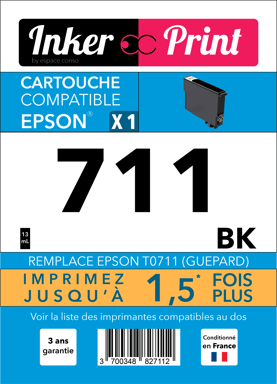 Cartouche d'encre recyclée compatible avec EPSON 711 XL (Noir)