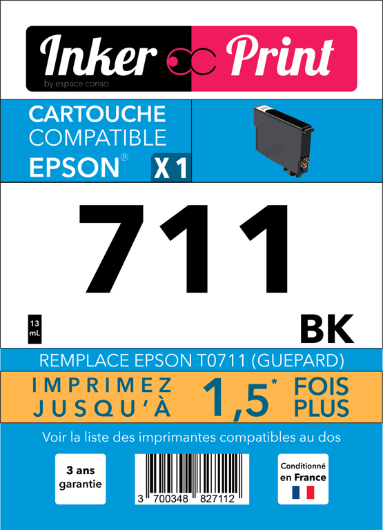 Cartouche d'encre recyclée compatible avec EPSON 711 XL (Noir) - Mobility  Lab