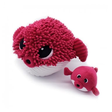 Peluche Gobetou le Poisson Globe Maman et Bébé Betterave - Les Ptipotos