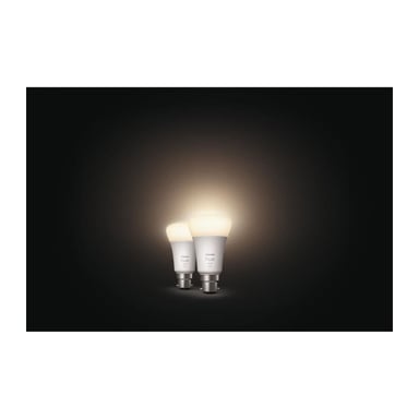 PHILIPS Hue White - Lampadina LED connessa 9,5W - B22 - Compatibile con Bluetooth - Confezione da 2