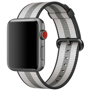Bracelet en nylon tissé pour l'Apple Watch Series 1 à 10 / SE / Ultra (2) (44/45/46/49 mm) - Rayures noires