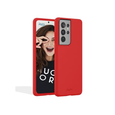 JAYM - Coque Silicone Premium Rouge pour Samsung Galaxy S22 Ultra -100% Silicone et Microfibre - Renforcée et Ultra Doux