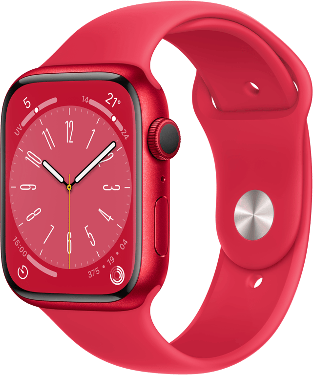 Apple Watch Series 8 OLED 45 mm - Boîtier en Aluminium Rouge - GPS + Cellular - Bracelet Sport - Rou