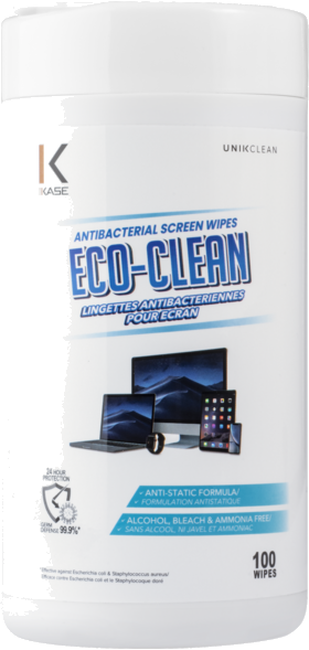 Lingettes Antibactériennes Eco-Clean pour Écran (100 pièces)