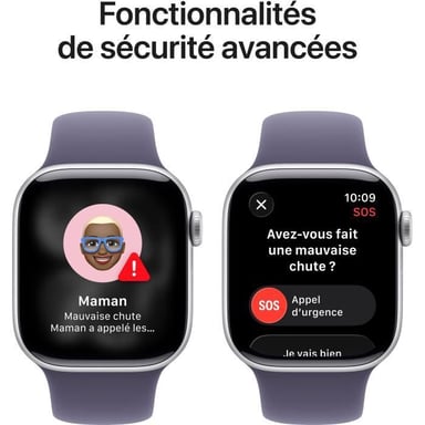 Apple Watch Series 11 GPS 42mm Boitier en Aluminium Argent avec Bracelet Sport Brume Violette - M/L