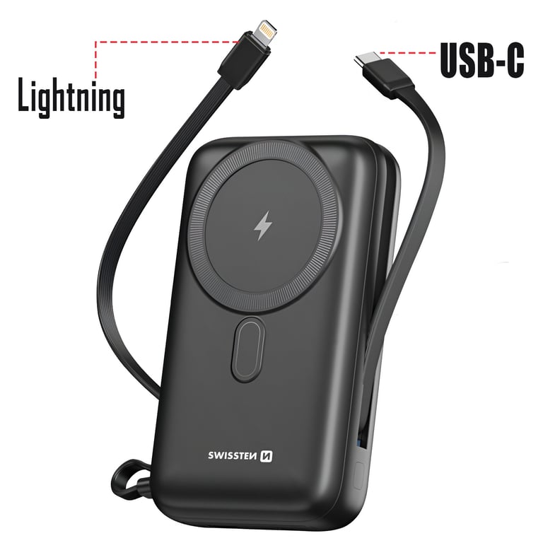 Powerbank MagSafe 20000mAh Câbles USB C + Lightning intégrés Écran LCD Neuf - vue 3