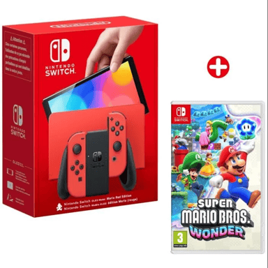 Switch OLED Rouge 64 Go & Super Mario Bros Wonder