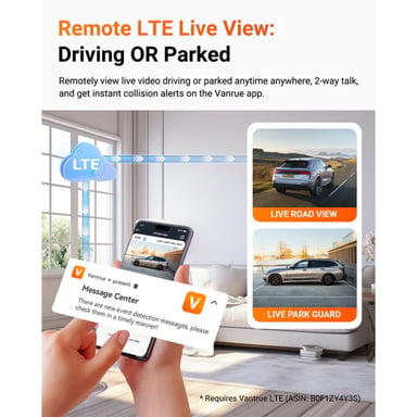 Dashcam VANTRUE N4 Pro S 4K Triple Canal con GPS, Visión Nocturna IR, Vigilancia 24h, Wi-Fi 5GHz y LTE Opcional