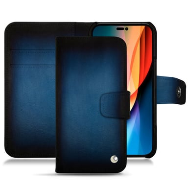Housse cuir Apple iPhone 14 Pro -  - Bleu - Cuir patine