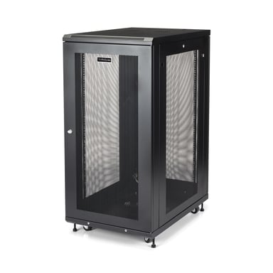StarTech.com Armario Rack para Servidores 24U 19'' 4 Columnas - Rack de Servidores con Cerradura y Seguro - Rack con Ruedas y Carriles de Montaje Ajustables para Equipo de Red