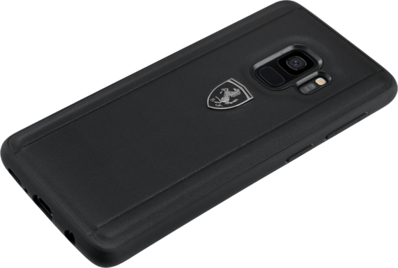 Ferrari Heritage Portofino Custodia in vera pelle per Samsung Galaxy S9, nero