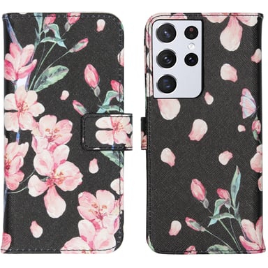 imoshion Design Softcase Bookcase pour Samsung Galaxy S21 Ultra - Blossom Watercolor Black