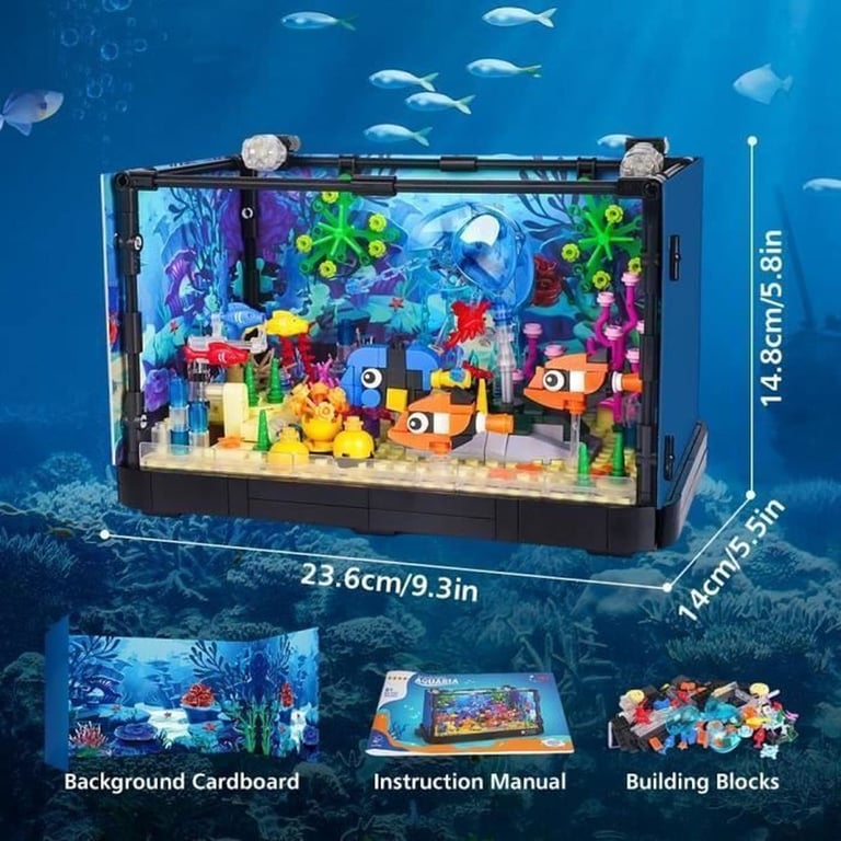 Jeu De Construction Aquarium Hogokids 725 Pièces Avec Led Monde Marin - vue 4