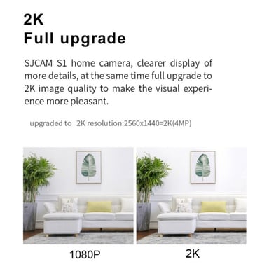 SJCam S1 2K intérieur et extérieur Caméra et amplificateur d'extérieur IP65 HD à longue durée de vie de la batterie Super Vision Nocturne 2,33'' LCD Blanc