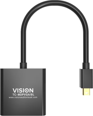 Vision TC-MDPVGA/BL adaptador de cable de vídeo Mini DisplayPort VGA (D-Sub) Negro