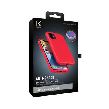 Custodia antiurto in morbido silicone gel per Apple iPhone 12 mini, rosso fuoco
