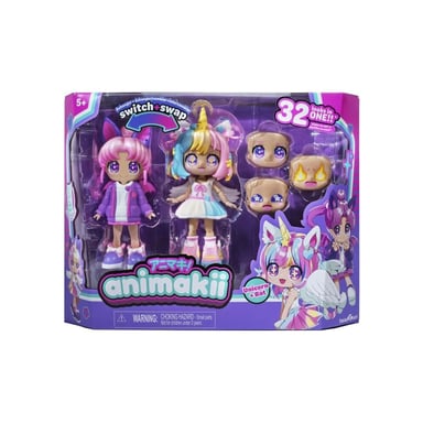 Muñeca Personalizable - BANDAI - Animakii - HEA26348 - Unicornio y Murciélago