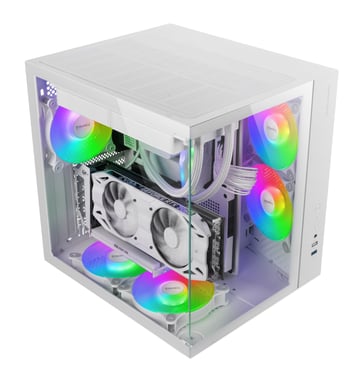 Mars Gaming MCV-ONE Caja Gaming ATX Doble Cristal Templado Ventilador Trasero FRGB 12cm Blanco