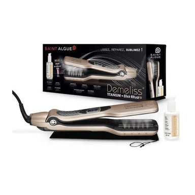 Set Demeliss Titanium: piastra a vapore + trattamento lucidante Elixir Ritual 50ml - da 150°C a 230°C - Autostop
