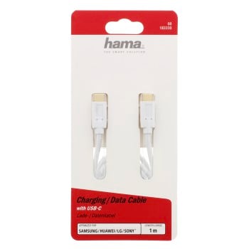 Cavo di ricarica/dati, USB Tipo-C - USB Tipo-C, 1 m, bianco
