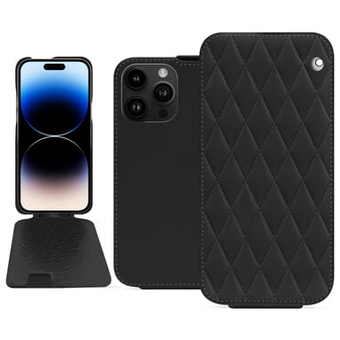 Housse cuir Apple iPhone 15 Pro Max -  - Noir - Cuir lisse couture