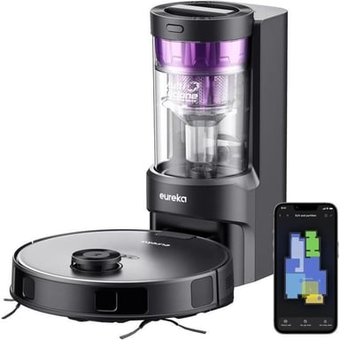 Robot Aspirador Eureka E10s con estación ecológica sin bolsa y vaciado automático de polvo - Negro