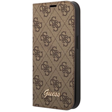 Guess Funda Folio para iPhone 14 Pro Printed 4G Trendy Marrón