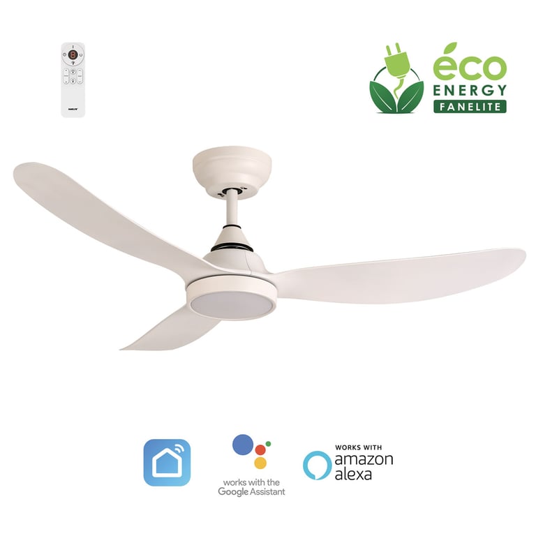 Fanelite Ventilateur de plafond 107 cm BAABA Moteur DC LED dimmable 3 couleurs Télécommande Wifi &Contrôles vocaux Neuf