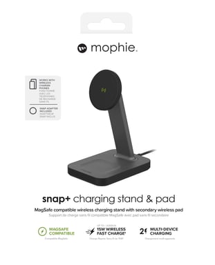 mophie 401309751 caricabatterie per dispositivi mobili Auricolare, smartphone nero Ricarica wireless di rete Ricarica rapida interna