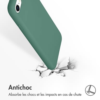 Accezz Coque Liquid Silicone pour Apple iPhone SE (2022 / 2020) / 8 / 7 - Vert foncé
