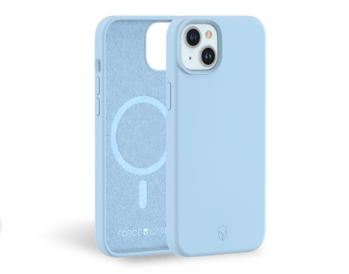 Coque Renforcée iPhone 15 Plus Silicone Compatible MagSafe Bleu Ciel - Garantie à vie Force Case