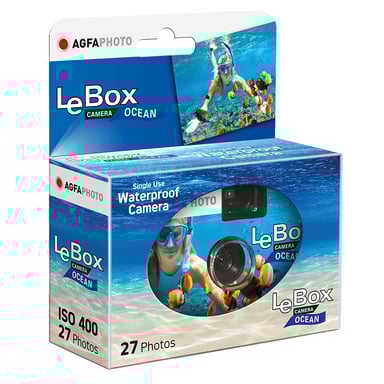 AGFA PHOTO 601020 - Appareil Photo Jetable LeBox Flash, 27 photos, Objectif Optique 31 mm - Bleu