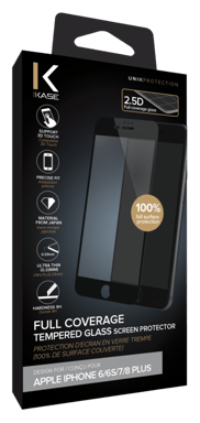 Protector de pantalla de cristal templado (100% cobertura de superficie) para Apple iPhone 6/6s/7/8 Plus, Negro