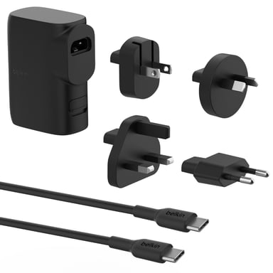 Chargeur de Voyage 25W avec Batterie Externe intégrée 5000mAh Compact Noir