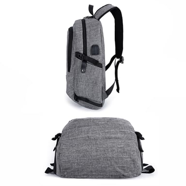Sac à Dos Ordinateur Portable 15,6 Pouces USB Prise Casque Verrou Antivol Gris YONIS