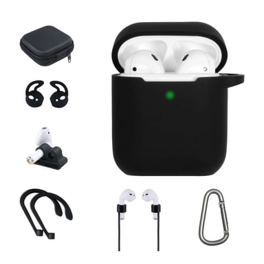 Kit de accesorios On Earz Mobile Gear 7 en 1 para Apple AirPods 1 y 2 Negro