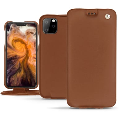 Housse cuir Apple iPhone 11 Pro Max - Rabat vertical - Marron - Cuir lisse