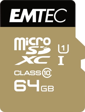 Tarjeta de memoria flash Emtec microSDXC 64GB Clase 10 Gold+