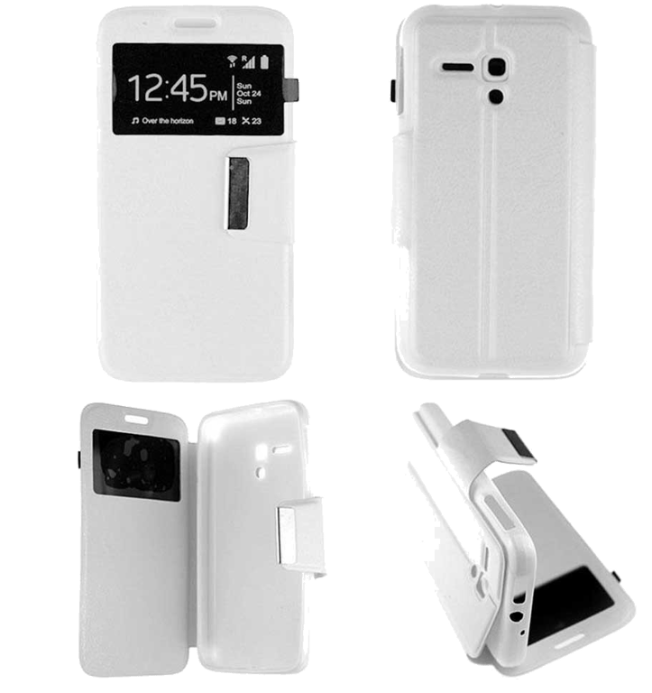 Etui Folio compatible Blanc Alcatel One Touch Pop D5