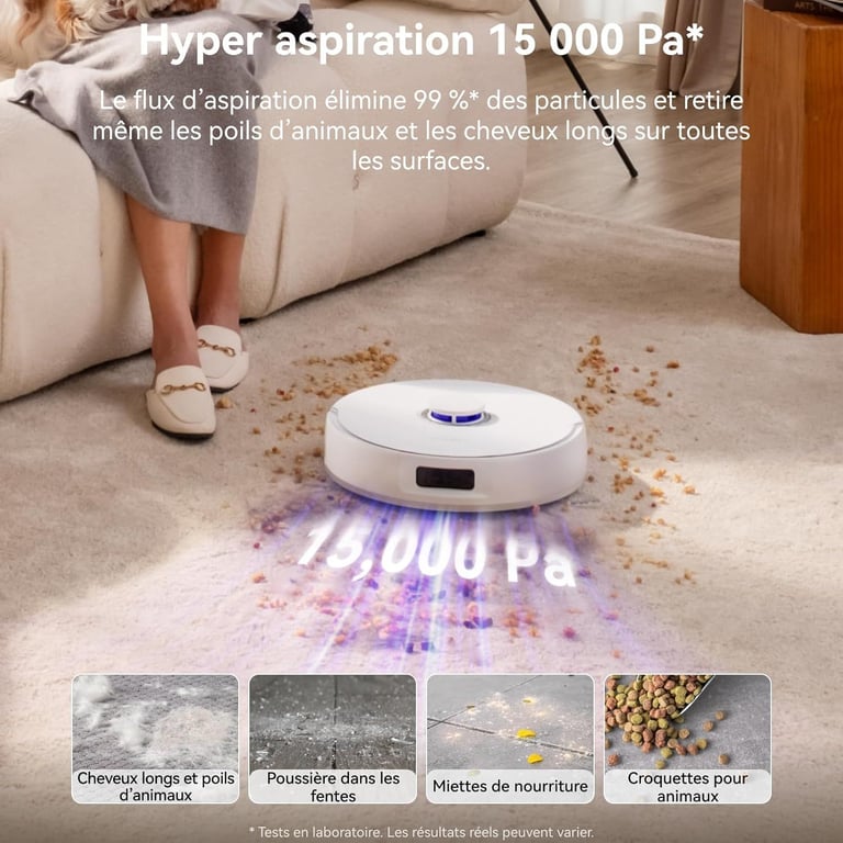 NARWAL Freo Z10 Robot Aspirateur et Laveur avec Système Anti Enchevêtrement 15000 Pa Base Autonome Nettoyage à 75°C - vue 5