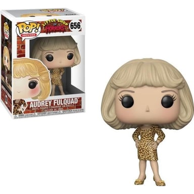 Figurine Funko Pop! Movies Little Shop of Horrors Audrey en vinyle 9 cm, design stylisé, robe et chaussures à imprimé léopard, perruque blonde