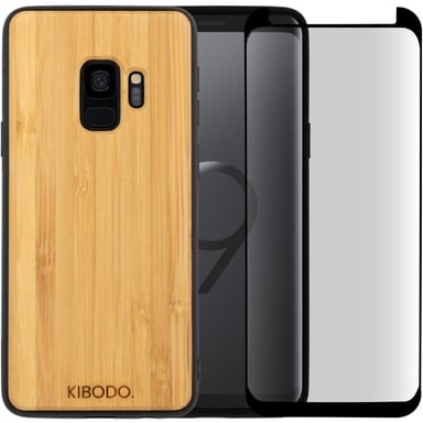 Coque Galaxy S9 Bois Bambou & TPU - Verre Trempé 9D Offert - Légère & Résistante - Protection Élégante pour Votre Téléphone