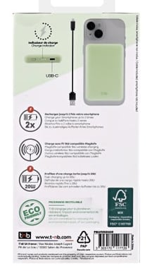 T'nB PBUMAG5GR batería externa 5000 mAh Cargador inalámbrico Verde